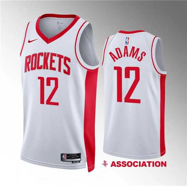 Men's Houston Rockets #12 Steven Adams White Association Edition Stitched Jersey Dzhi